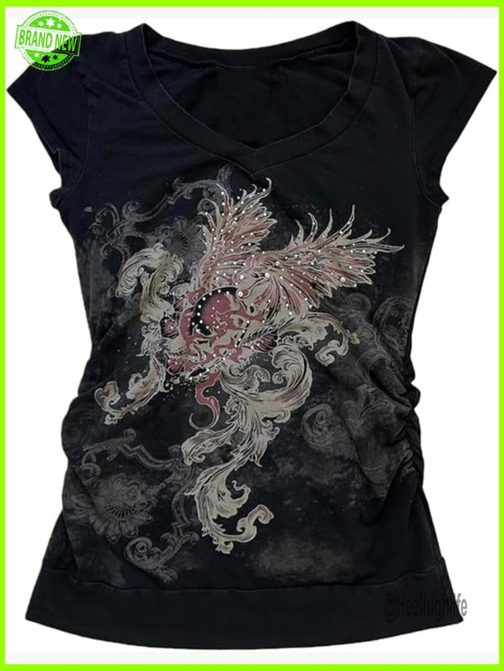 Short Sleeve Emo Graphic Tee Y2K Grunge Vintage Slim Fit Streetwear Top